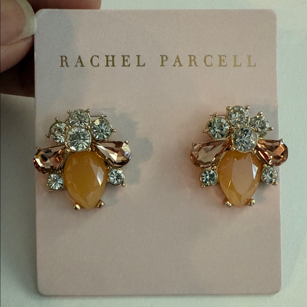 NWT Rachel Parcell Gold and Yellow Crystal Earrings